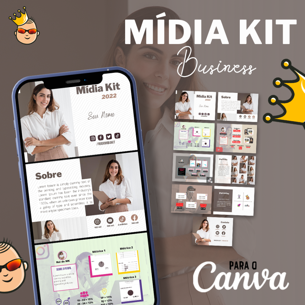 midia kit influencer digital para canva