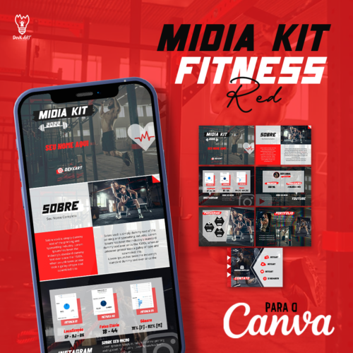 mídia kit fitness red para o canva